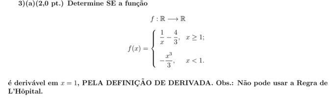 Diferenciabilidade De Funções Definidas Por Partes Cálculo