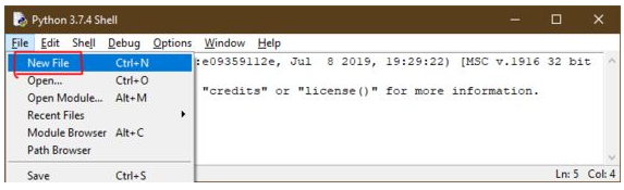 Como abrir um novo arquivo no IDLE