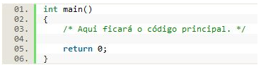 Declarando a função main