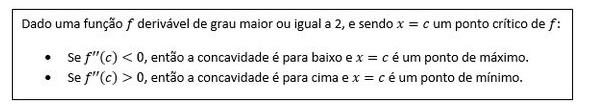 Enunciado formal do teste da segunda derivada