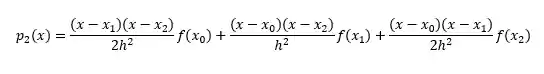 Polinômio Interpolador de grau 2.
