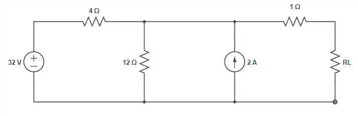 Exemplo de circuito elétrico para o cálculo do circuito equivalente de Thévenin.