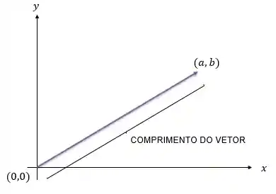 Exemplo de um vetor com coordenadas a e b