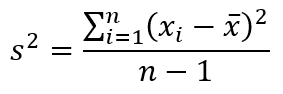 fórmula da variância amostral
