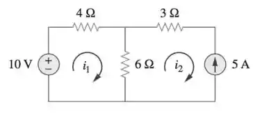 Exemplo de fonte de corrente em um ramo do circuito