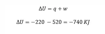 Fórmula da variação de energia interna aplicada ao exemplo