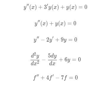 exemplos de EDO homogênea de segunda ordem.