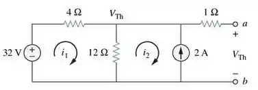 Circuito aberto para o cálculo da tensão equivalente.