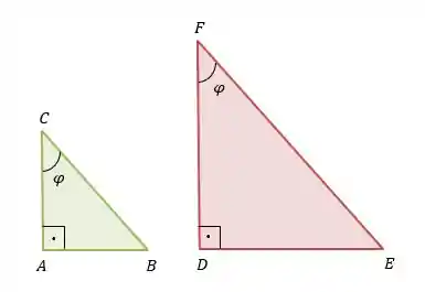 Exemplo de triângulos semelhantes