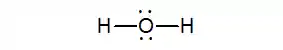 Fórmula de Lewis para a molécula de água.