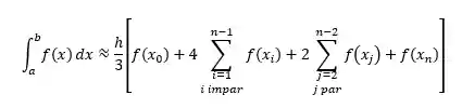 Regra 1/3 de Simpson Repetida - Fórmula simplificada