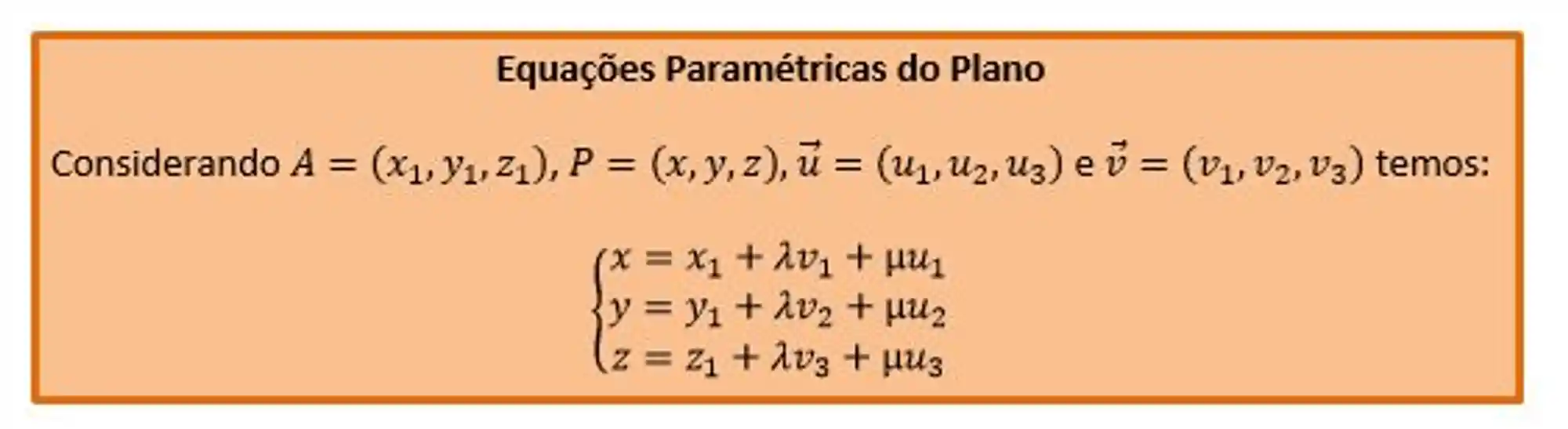 Equações Paramétricas do Plano