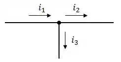 Exemplo de circuito com divisão de correntes elétricas.