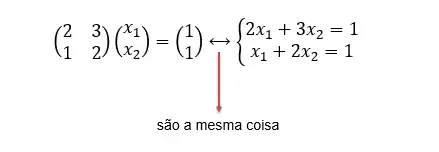Igualdade entre as matrizes e sistema linear.