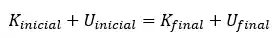 Fórmula da conservação da energia mecânica para resolução do exemplo